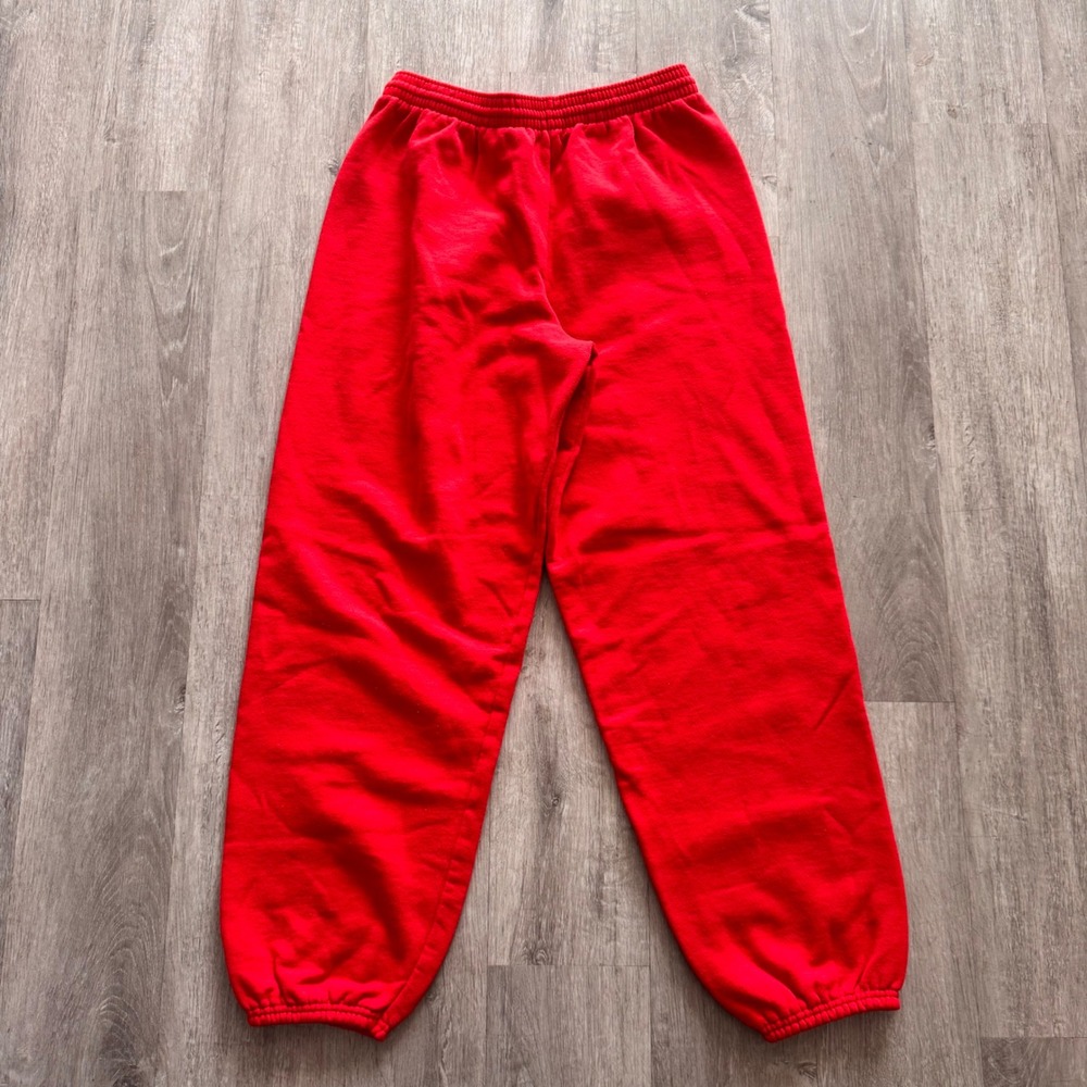 Vintage Hanes Activewear Mens Blank Red Fleece Sweatpants Joggers Large